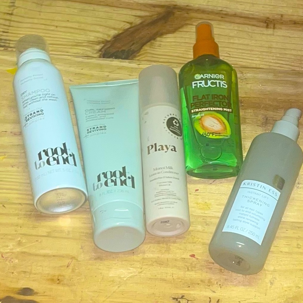 Gently Used Haircare Bundle—root to end, Kristin Ess, playa, garnier sleek+shine